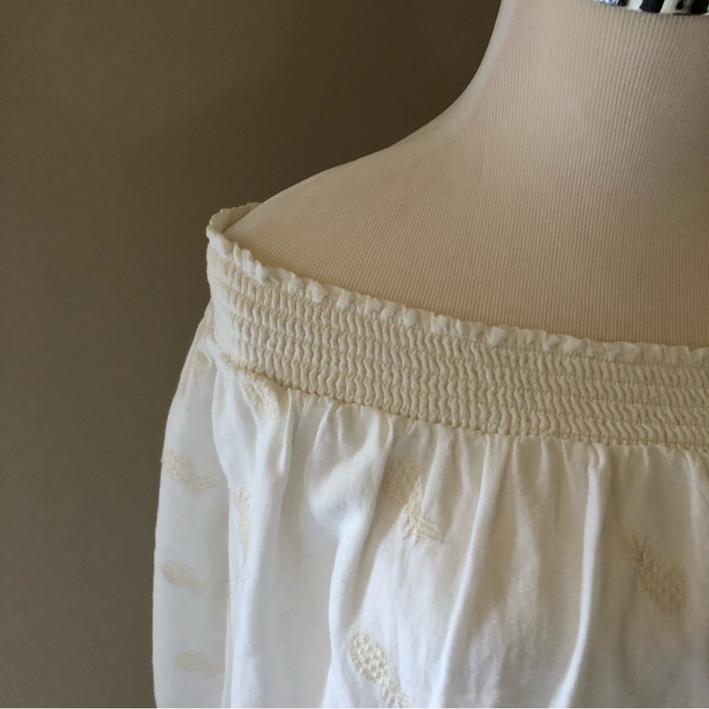 Old Navy pineapple embroidered off shoulder dress S